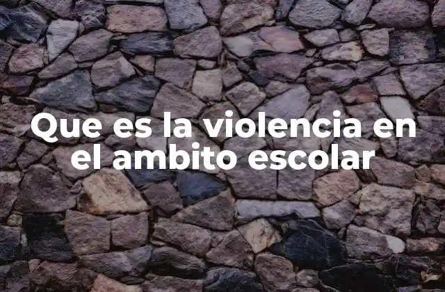 Que es la Violencia en el Ambito Escolar
