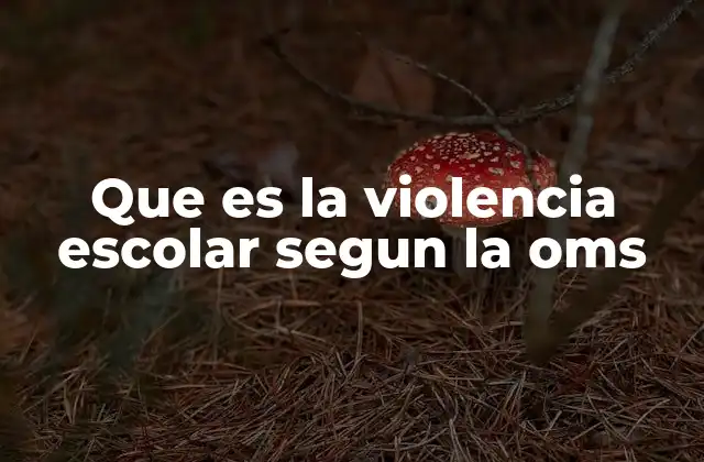 Que es la Violencia Escolar Segun la Oms