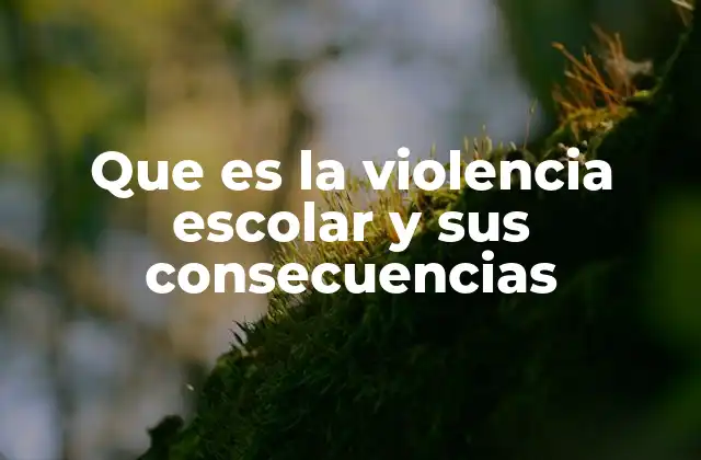 Que es la Violencia Escolar y Sus Consecuencias