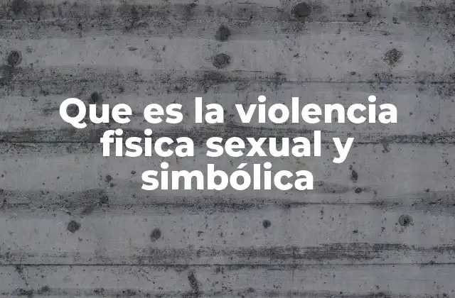 Que es la Violencia Fisica Sexual y Simbólica