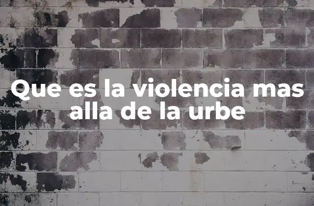 Que es la Violencia mas Alla de la Urbe