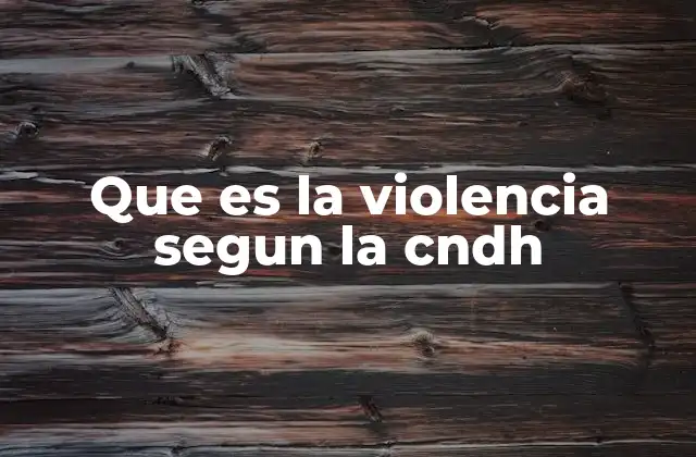 Que es la Violencia Segun la Cndh