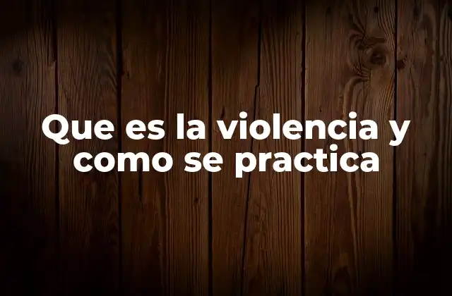 Que es la Violencia y como Se Practica