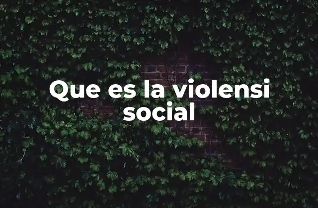 Que es la Violensi Social