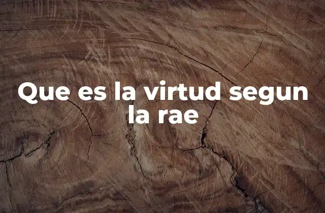 Que es la Virtud Segun la Rae