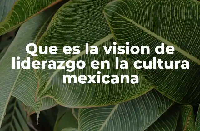 Que es la Vision de Liderazgo en la Cultura Mexicana