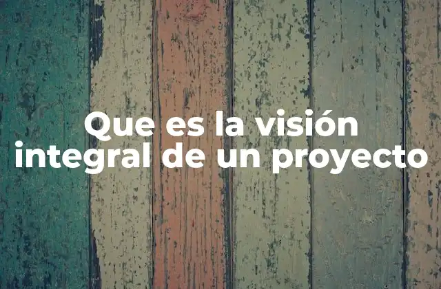 Que es la Visión Integral de un Proyecto