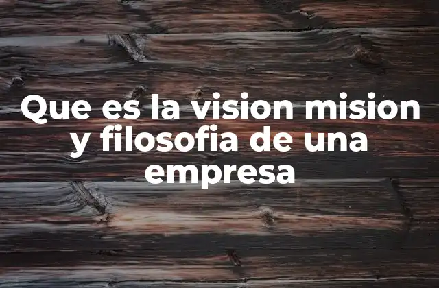 Que es la Vision Mision y Filosofia de una Empresa