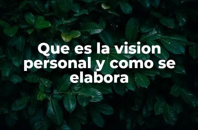 Que es la Vision Personal y como Se Elabora