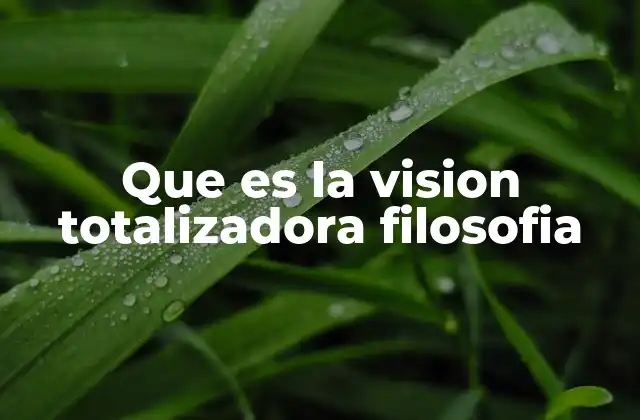 Que es la Vision Totalizadora Filosofia