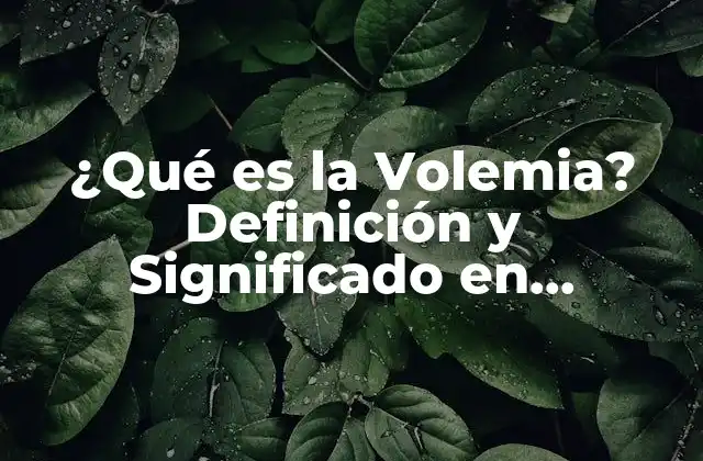 ¿qué es la Volemia? Definición y Significado en Medicina