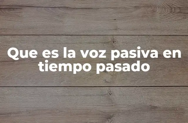 Que es la Voz Pasiva en Tiempo Pasado