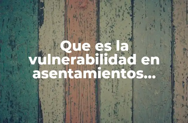 Que es la Vulnerabilidad en Asentamientos Humanos