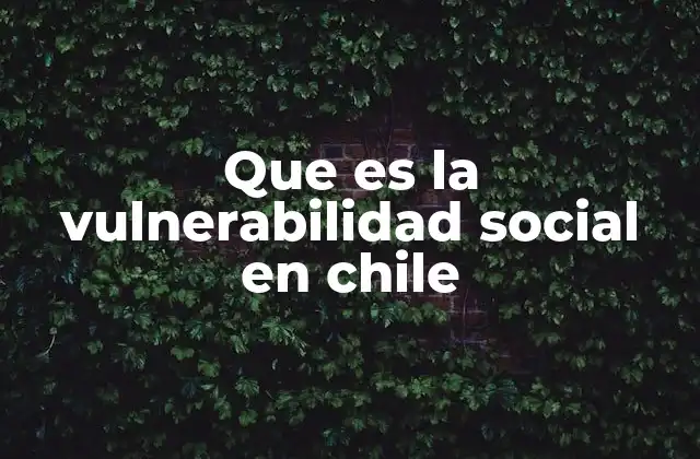 Que es la Vulnerabilidad Social en Chile