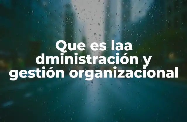 Que es Laa Dministración y Gestión Organizacional