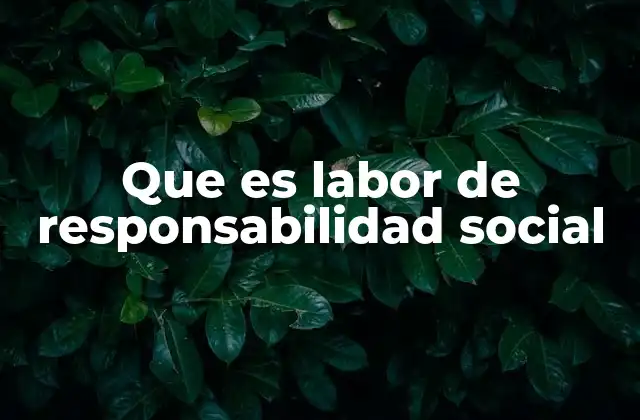 Que es Labor de Responsabilidad Social