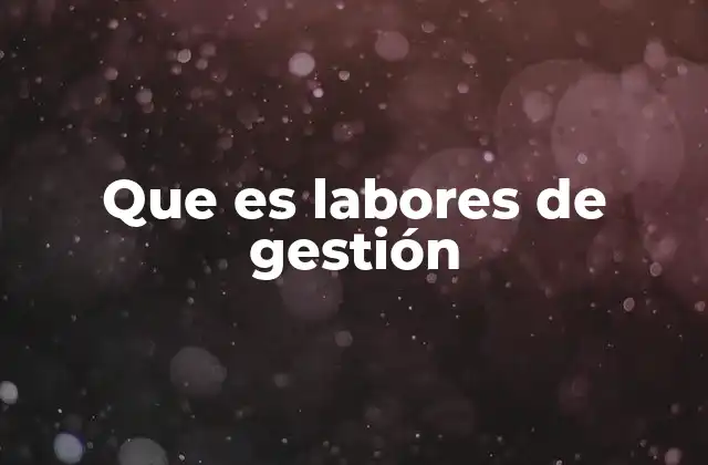 Que es Labores de Gestión