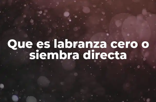 Que es Labranza Cero o Siembra Directa