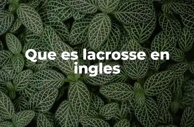 Que es Lacrosse en Ingles