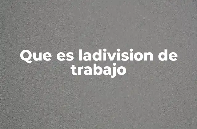 Que es Ladivision de Trabajo