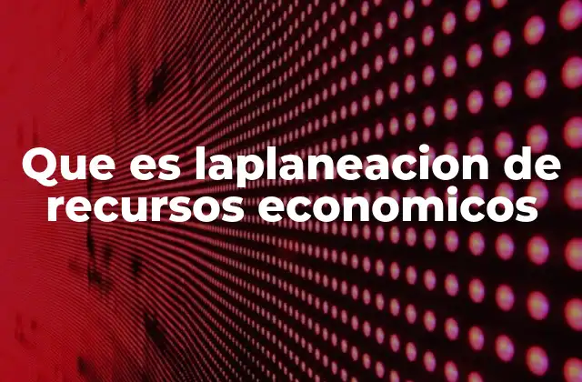 Que es Laplaneacion de Recursos Economicos