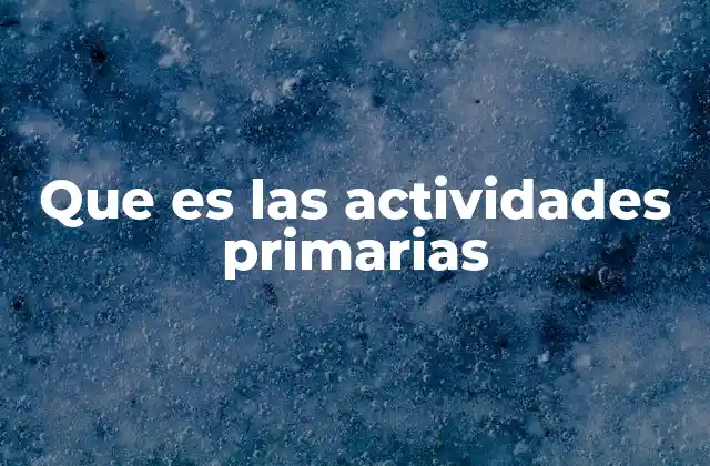 Que es las Actividades Primarias