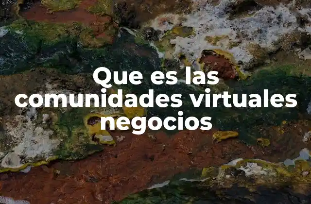 Que es las Comunidades Virtuales Negocios