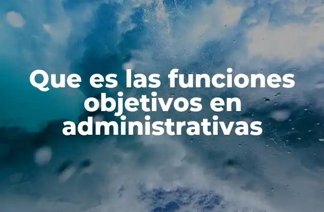 Que es las Funciones Objetivos en Administrativas