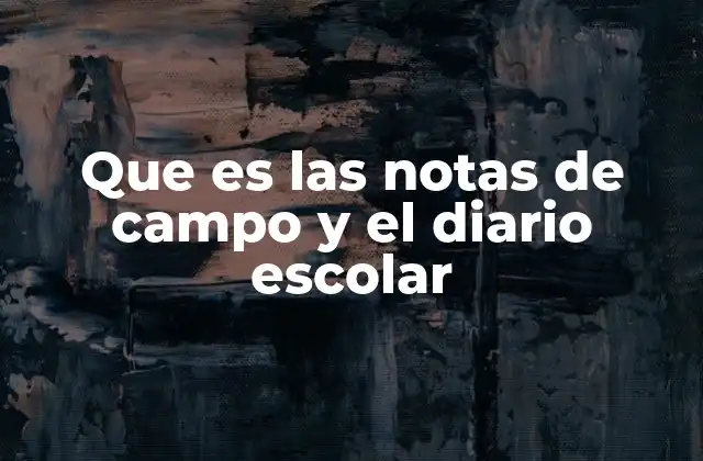 Que es las Notas de Campo y el Diario Escolar