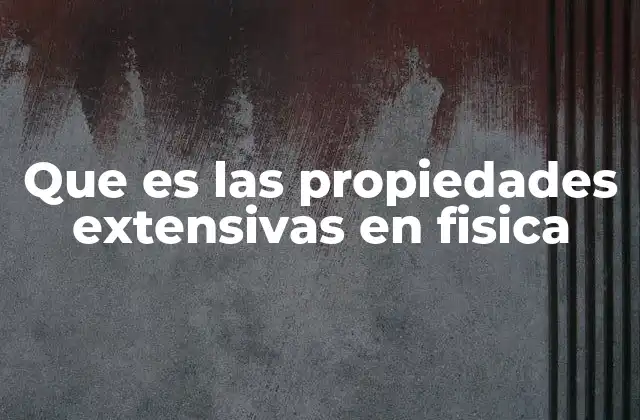 Que es las Propiedades Extensivas en Fisica