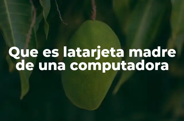 Que es Latarjeta Madre de una Computadora