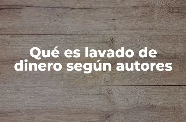 Qué es Lavado de Dinero según Autores