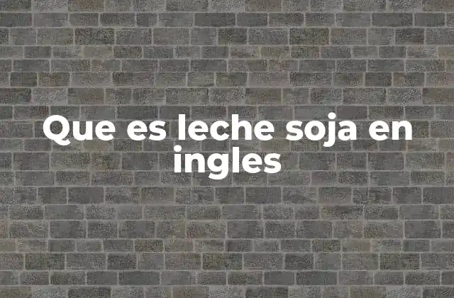 Que es Leche Soja en Ingles