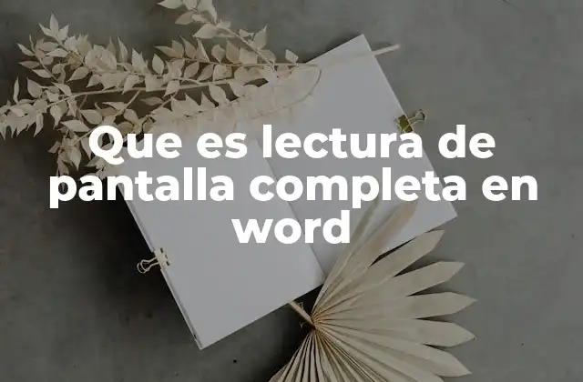 Que es Lectura de Pantalla Completa en Word