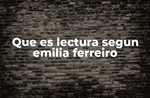 Que es Lectura Segun Emilia Ferreiro