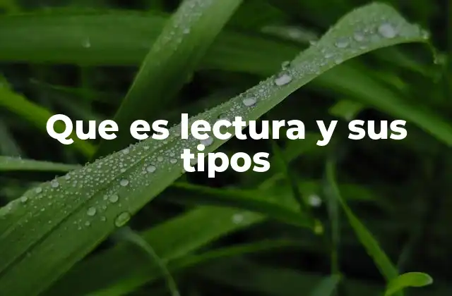 Que es Lectura y Sus Tipos