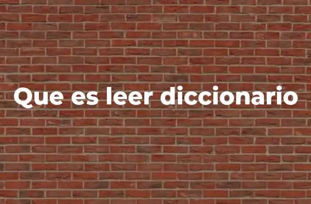 Que es Leer Diccionario