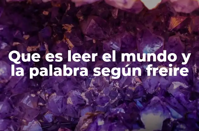 Que es Leer el Mundo y la Palabra según Freire