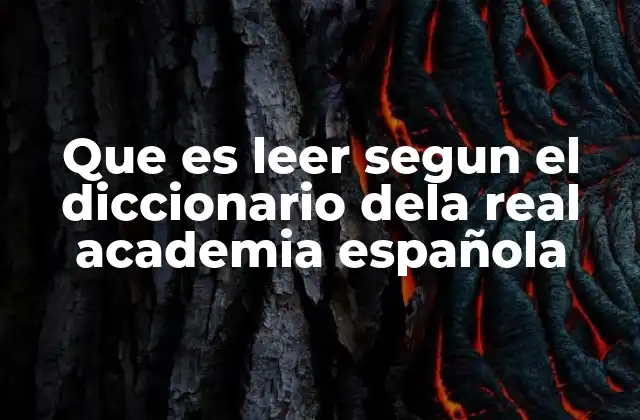 Que es Leer Segun el Diccionario Dela Real Academia Española