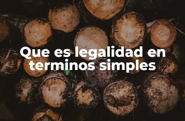 Que es Legalidad en Terminos Simples