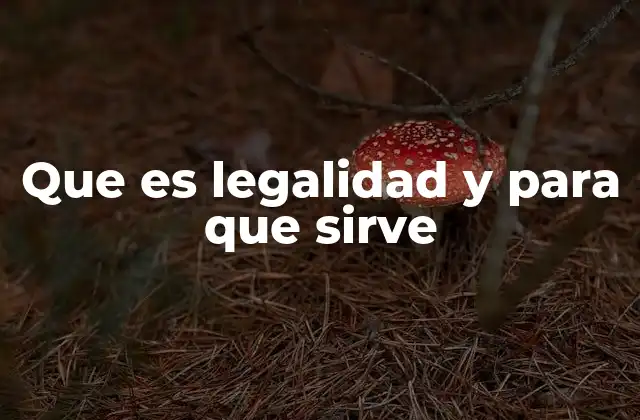 Que es Legalidad y para que Sirve