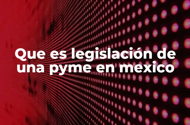 Que es Legislación de una Pyme en Mexico