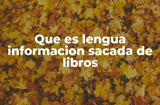 Que es Lengua Informacion Sacada de Libros