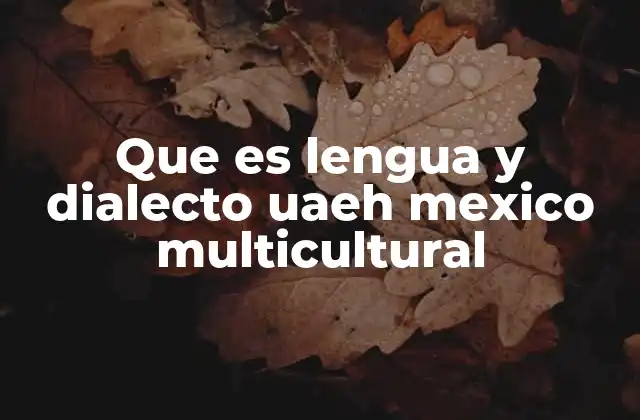Que es Lengua y Dialecto Uaeh Mexico Multicultural 2 La importancia de la lengua y el dialecto en el desarrollo cultural de Hidalgo