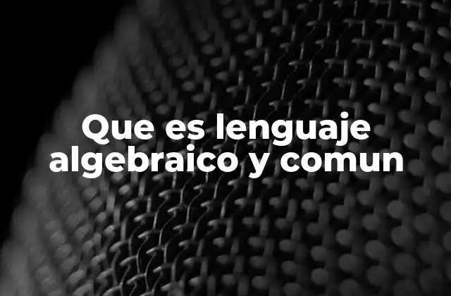 Que es Lenguaje Algebraico y Comun