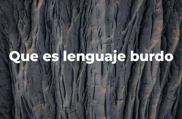 Que es Lenguaje Burdo
