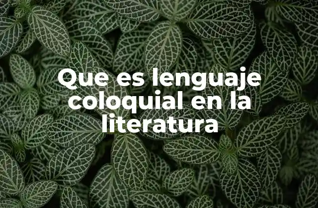 Que es Lenguaje Coloquial en la Literatura