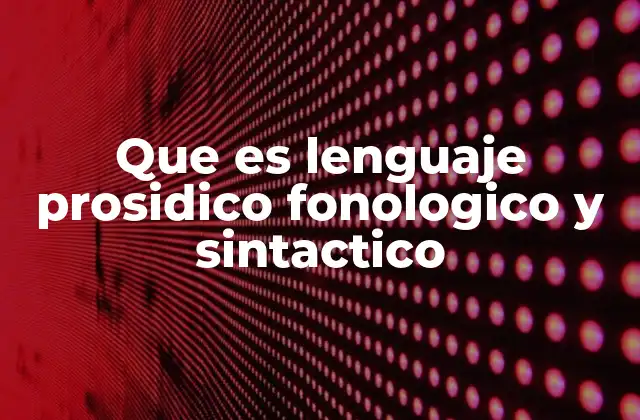 Que es Lenguaje Prosidico Fonologico y Sintactico