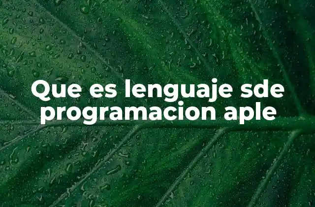 Que es Lenguaje Sde Programacion Aple