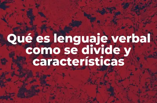 Qué es Lenguaje Verbal como Se Divide y Características
